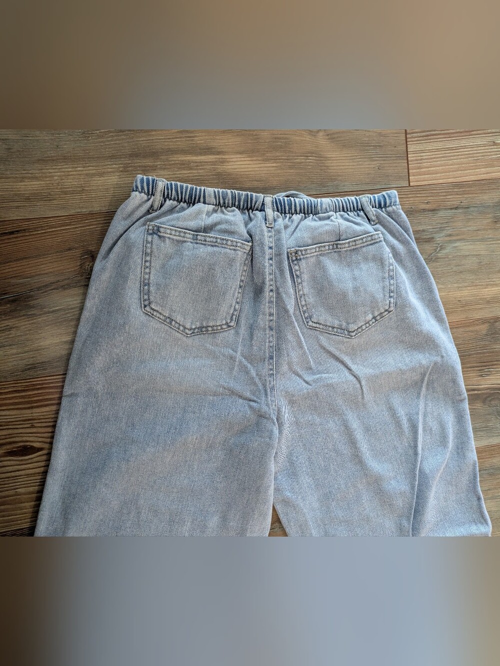 No Boundaries Mid Rise Wide Leg Tie Front Elastic Mini Waist Light Denim Jeans - Picture 6 of 6